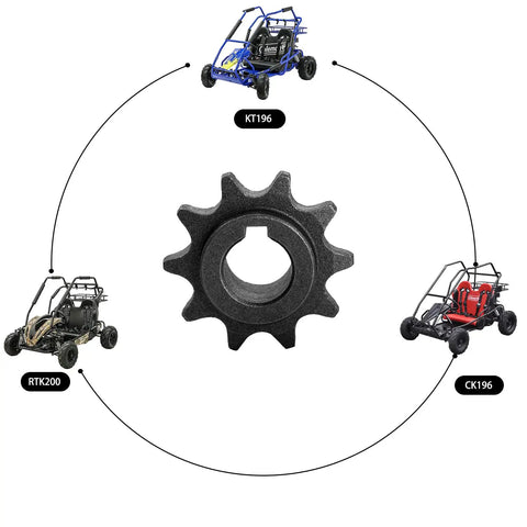 Ten Tooth Front Sprocket For Five Eighth Inch Bore Chain Fits 196cc 200cc 212cc Go Karts And Mini Bikes Like Coleman KT196 CK196 GK200 BK200 RTK200