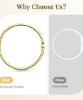 Comparison of sturdy gold-tone Rustproof Metal Shower Curtain Rings Set and weaker ring, highlighting durability and rust resistance.