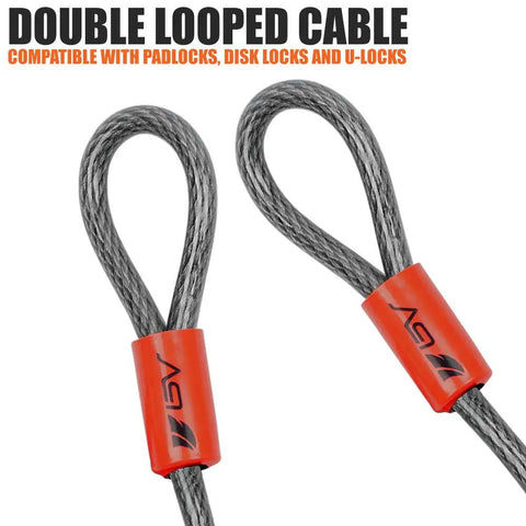 Heavy Duty 15 Foot Security Cable With Loops 10mm Braided Steel Cable Cut Resistant Weatherproof Versatile Security Chain