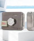 No Stress Keyless Door Deadbolt With Beast Mode Electronic Smart Lock Core in brushed stainless steel with smart card reader.