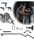 Heavy Duty Electric Drill Shear Plate Cutter Metal Sheet Nibbler Tool Rotary Scissors with attachments for easy installation.