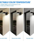 Motion Sensor Smart Outdoor Wall Lights Aluminum Waterproof LED Porch Lighting For Front Porch And Garage 3000K 4000K 5000K Auto Brightness Triggered By People Or Cars Hands Free Exterior Lighting with selectable color temperature