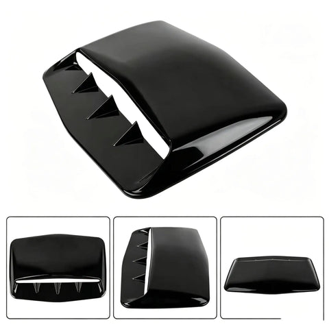 High Performance 3D Aerodynamic Hood Vent Cover For Tesla Cybertruck Sports Crisp Three Piece Design With Sharp Diversion Grooves, black glossy finish.
