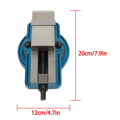 Top view of 2 Inch Precision Milling Vise With 360 Degree Swivel Base For Milling And Drilling Machines, Blue Clamp Vise.