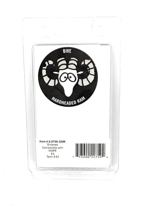 Packaging of 2 Pairs Sintered Bike Brake Pads For E4 RX4 Mono Tech 3 Tech Evo DBP 59 Enduro Ready with logo and specifications.
