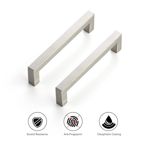 Two 30 Pack Brushed Nickel Square Cabinet Handles For Cabinets And Drawers Stainless Steel Cupboard Pulls with scratch resistance and anti-fingerprint.