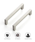 15 Pack 5 Inch Kitchen Cabinet Handles Square Brushed Nickel Drawer Pulls, anti-fingerprint and scratch-resistant coating visible