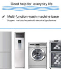 Image showing various appliances supported by Mobile Base Stand With Four Strong Feet For Fridge And Washer Adjustable Refrigerator Stand For Large Or Mini Fridge Heavy Duty Pedestal Base Supports Up To 440 Lbs Multi Functional Appliance Stand With Easy Setup.