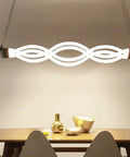 Acrylic Wave LED Pendant Light With Remote Dimmable 3000K To 6000K Stepless Brightness Control above dining table