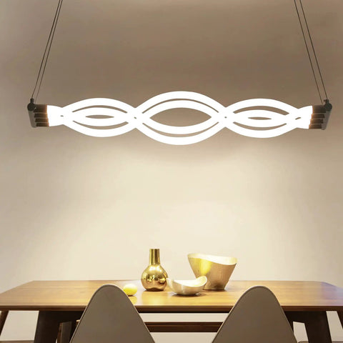 Acrylic Wave LED Pendant Light With Remote Dimmable 3000K To 6000K Stepless Brightness Control above dining table