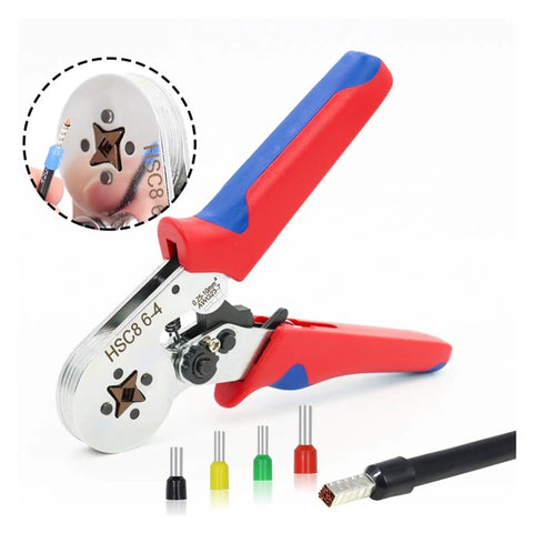 Kickstart Your Electrical Jobs With These Precision Mini Adjustable Ratchet Crimping Pliers Featuring Square Hexagon Terminal Ferrules For Wide Wire Compatibility And Serious Labor Saving Efficiency On Any Home Project Today. mini crimper with red blue handles