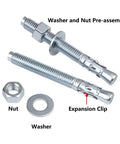 Pack Of Eight Zinc Plated Wedge Anchors Measuring Three Eighths Inch By Three And One Sixth Inches For Concrete Heavy Duty Carbon Steel Expansion Bolts