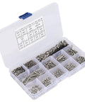 Killer 304 Stainless Steel Flat Head M3 Machine Screw Kit Bundle With Nuts Washers Wrench Keys Solid For Heavy Duty Home Repair And DIY Fixes Durable Anti Corrosion Metal Hardware 662 Pieces Smart Storage Box, open organizer with assorted M3 screws