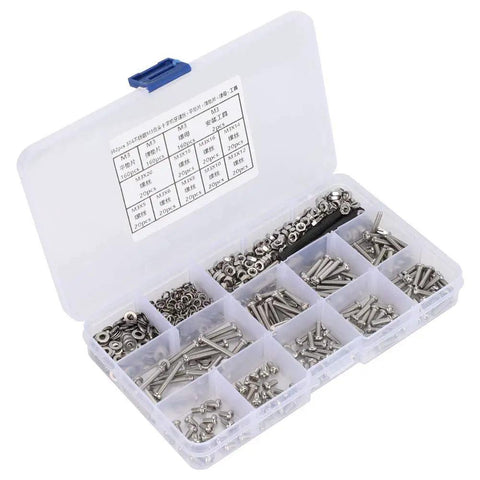 Killer 304 Stainless Steel Flat Head M3 Machine Screw Kit Bundle With Nuts Washers Wrench Keys Solid For Heavy Duty Home Repair And DIY Fixes Durable Anti Corrosion Metal Hardware 662 Pieces Smart Storage Box, open organizer with assorted M3 screws