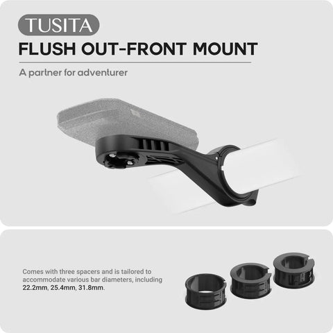 Flush Front Mount For Garmin Edge GPS Bike Computer Fits 22.2mm 25.4mm And 31.8mm Handlebars with spacers shown