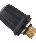 Close-up of Premium Solid Brass Safety Valve Compatible With Karcher SG4-4 Steam Cleaner Replaces 2.889-104.0 with black top.