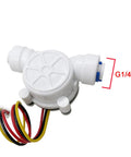 Water Flow Sensor With Quick Connect Plug And Play Fittings, Hall Effect Flowmeter, Food Grade Plastic, G1/4 Inch Adapter