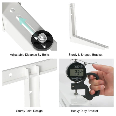 Heavy Duty Mini Split Wall Mounting Bracket For Outdoor Ac Condensers 9K To 36K Btu Support Rack showing adjustable bolts and sturdy design.