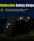 Built Tough Heavy Duty 600D Golf Cart Cover For 2 Plus 2 Seats Universal Fit Waterproof with reflective strips at night.