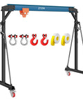 Portable 2 Ton Gantry Crane With Manual Trolley, 8-12 Ft Adjustable Height, Heavy Duty Shop Crane Lift Hoist With Hooks And Shackles