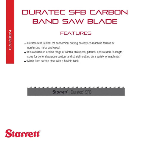 Duratec SFB Band Saw Blade For Metal And Wood Cutting, Carbon Steel, Regular Tooth With Raker Set And Neutral Rake, 150 Inch Length, 1 Inch Width,.035 Inch Thickness, 6 TPI