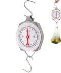 Heavy Duty Mechanical Hanging Scale With Dial 110 Lb 50 Kg Capacity Real Workhorse for market and kitchen weighing, features metal construction.