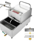 Heavy Duty Commercial Fryer Filter Machine Stainless Steel Mobile Oil Filtration Cart with flexible hose for easy grease management.