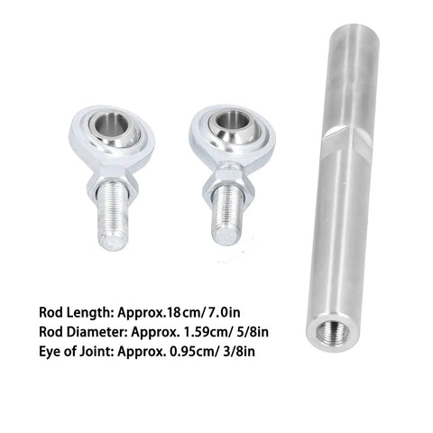 Gear Head Favorite Adjustable Alternator Tensioning Rod Bracket Seven Inch Stainless Steel Auto Parts Upgrade Kit For Small Block Chevy Engines Sbc 350 454, showing 2 silver rod ends and 7-inch stainless steel rod.