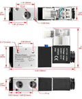 Heavy Duty Electrical Pneumatic Solenoid Valve 3V210-08-NC 110V AC Pilot-Operated Single Coil, PT1/4 Port, measurements shown