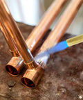 Self Ignition Propane Soldering Torch With Mapp Gas Brass Head in use on copper pipes for soldering and light welding