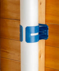 Heavy Duty Dust Hose Support Cradles For 4 Inch Shop Vac Tubing, blue reinforced ABS bracket on white PVC pipe wall mount