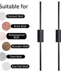 Easy Peasy Peel And Stick No Drill Setup Sleek Rechargeable Wireless Wall Sconces Set Of Two Dimmable Touch Controls suitable for various wall types.