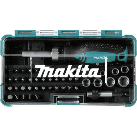 47 Piece Ratchet And Bit Set With Compact Carrying Case Featuring Phillips Torx Slotted Hex And Square Bits And Sockets Ideal For DIY Projects Home Repairs Auto Maintenance And On The Go Quick Fixes in black case