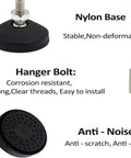 Close-up of nylon base with hanger bolt, part of 12 Pack Thread Leveling Feet Kit Straighten Tables And Chairs Fast Settle Uneven Floors Swivel Base Articulating Joint Heavy Duty Stabilizer Pads Quick Fix No More Wobble.