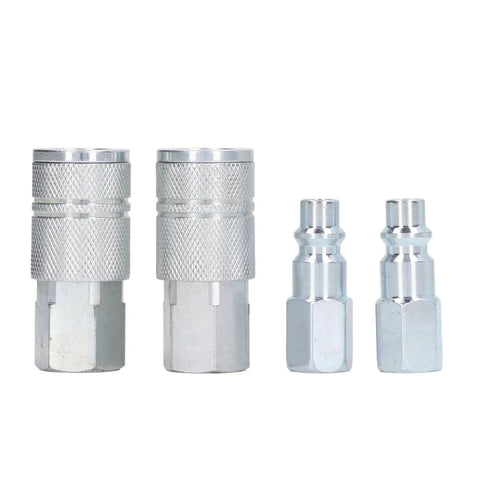 Bad Boy Heavy Duty Air Hose Fittings Rock Solid Three Eighths Inch Npt Air Coupler Plug Kit with steel housing connectors.