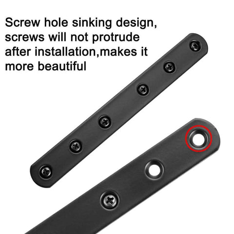 8 Pieces Stainless Steel Mending Plates 6 Inch Heavy Duty Corner Braces With Screws For Furniture Repair Black, close-up view