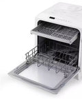 Compact Countertop Dishwasher Fully Automatic No Plumbing Needed Quick Dry Triple Filter Holds Large Plates, open view showing racks.