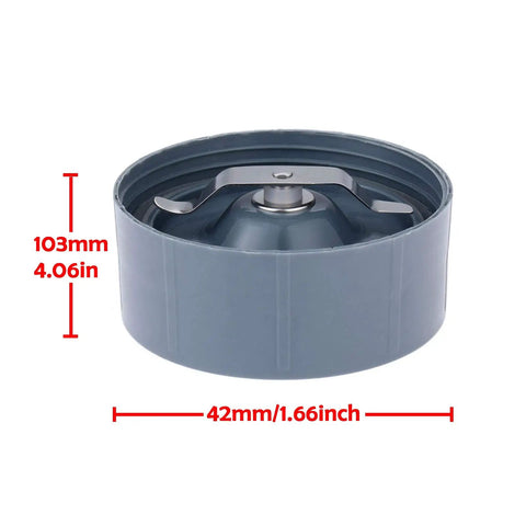 Milling Blade Replacement for Nutribullet 600W and 900W Blenders, grey, stainless steel, showing measurements of 103mm by 42mm