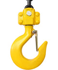 Yellow hook detail of Three Quarter Ton Heavy Duty Ratchet Lever Chain Hoist With Ten Foot Galvanized Chain And Hooks For Construction Lifting