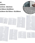 Two Pack Clear Plastic Folding Hinge For Doors And Cabinets, transparent acrylic hinges in various sizes, foldable ABS hardware