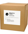 Top Shelf Blank Shipping Labels Optimized For High Speed Copiers, Smooth Print Quality With Zero Jamming, Big Batch 8.5 By 11 Bright White Sheets, No Stress Mailing Hustle In A 100 Count Bulk Pack on a cardboard box.