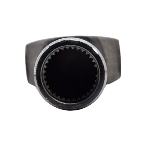 Slip Yoke Replacement 3-3-5551X For GM Turbo 400 TH 400 Transmissions close-up showing 32-spline opening for 4L80E 4L85E
