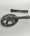44T/46T Aluminum Crankset, 170mm Crankarms, 130 BCD Square Taper with Anodized Black Finish, Ideal for Single Speed Bikes