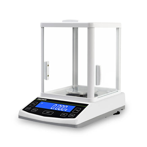 Analytical Balance 500g Capacity 0.001g Accuracy Lab Scale with Windshield RS232 Interface, digital display front view