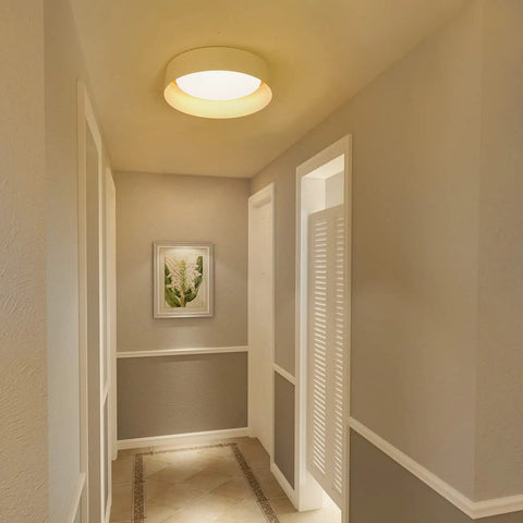 LED Ceiling Light Fixture 12.5 Inch Flush Mount Matte White With Gold Inside Dimmable 3000K Warm White 18W in hallway