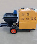Heavy Duty Portable Construction Mortar Spraying Machine, Automatic Cement Sand Plaster Sprayer Pump side view with wheels.