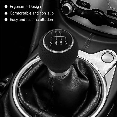Ergonomic Round Head Gear Shift Knob For Manual And Automatic Cars, 5 Speed Shift Lever Kit installed in car interior