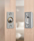 2 Pack Ball Spring Closet Door Catch Replacement For French Doors And Cabinets, zinc alloy strike plate installed on door