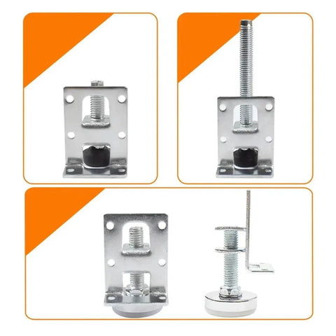 Adjustable Furniture Feet Set 4 Pack, beefy heavy duty leveling feet for cabinets, tables, workbenches, threaded post height adjusters