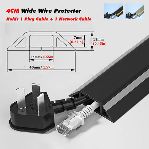 Heavy Duty Cable Management Sleeve For Cords And Wires Pro Grade Floor Protector Tubing with plug and network cable